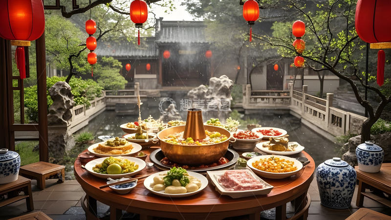 高清大图下载【趣麦麦图】新春年夜饭庆祝盛宴