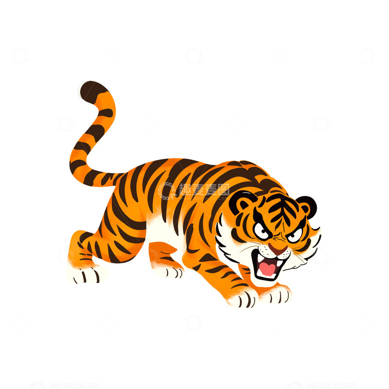 源文件下载【趣麦麦图】卡通老虎猛虎手绘动物元素