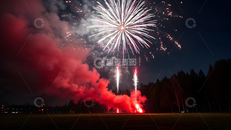 高清大图下载【趣麦麦图】烟花点亮夜空