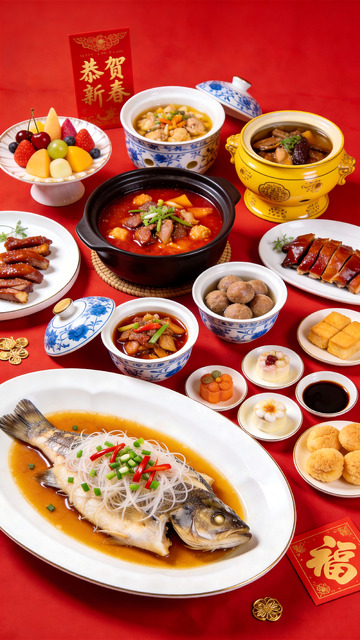 春节宴席美食摄影年夜饭