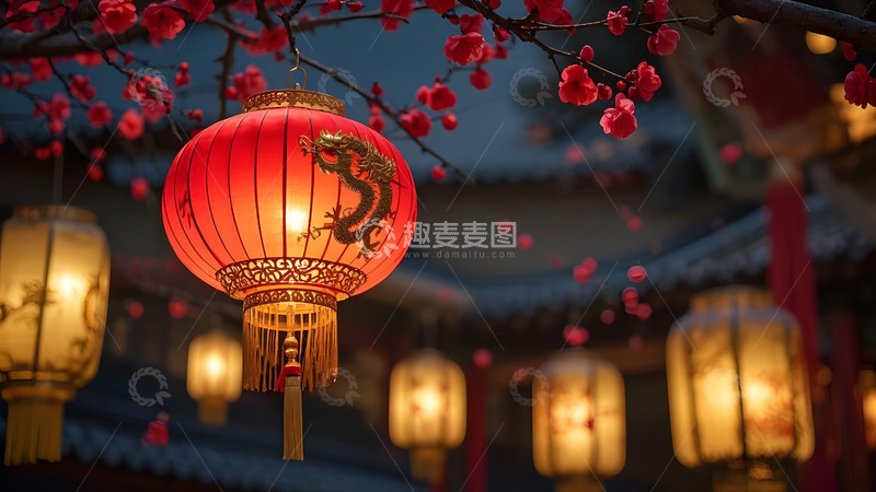 高清大图下载【趣麦麦图】彩灯下的节庆氛围