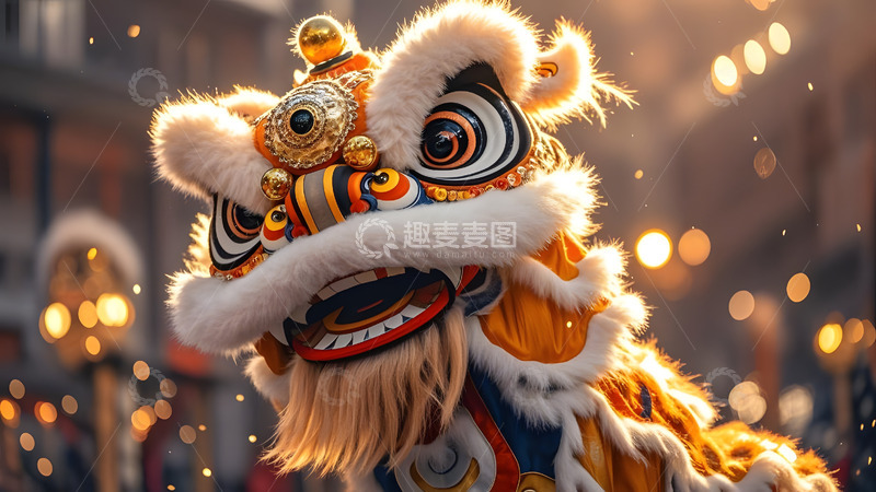 高清大图下载【趣麦麦图】舞狮表演带来节日的欢庆