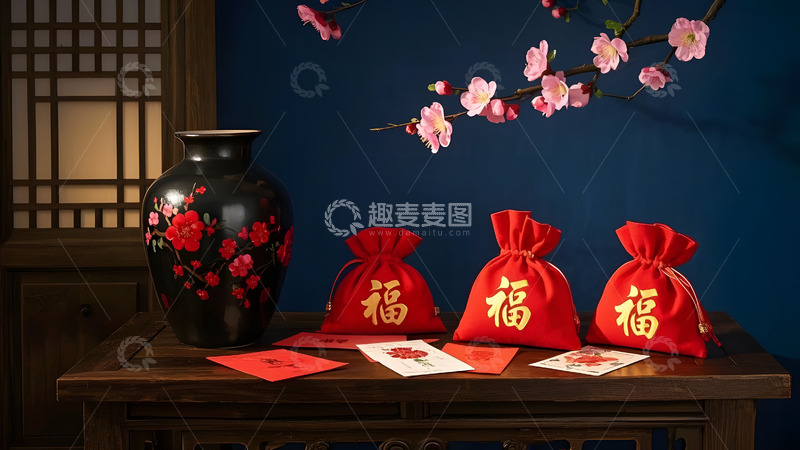 高清大图下载【趣麦麦图】春节元宝与福字红包