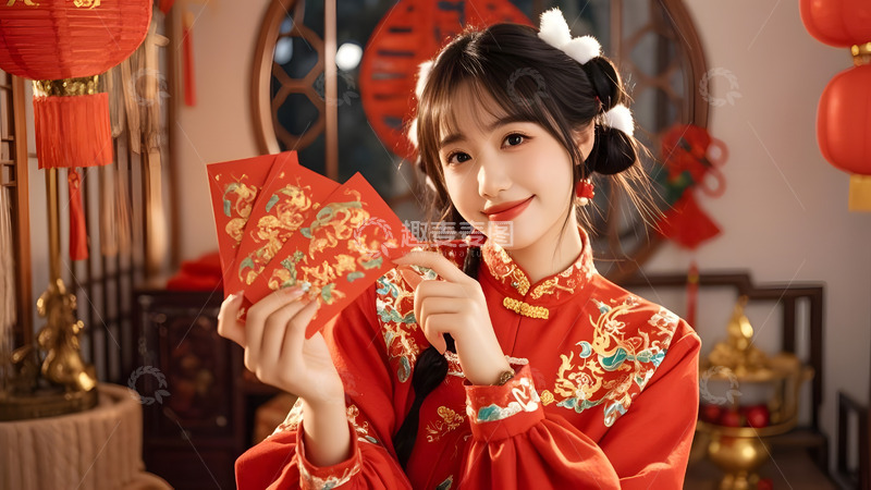 高清大图下载【趣麦麦图】春节人物与红灯笼合影