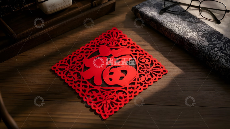 高清大图下载【趣麦麦图】传统红色剪纸装饰摄影图