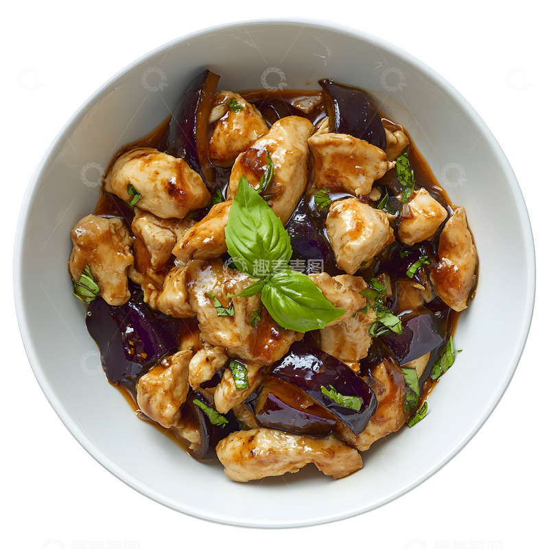高清大图下载【趣麦麦图】茄子烧鸡肉美味