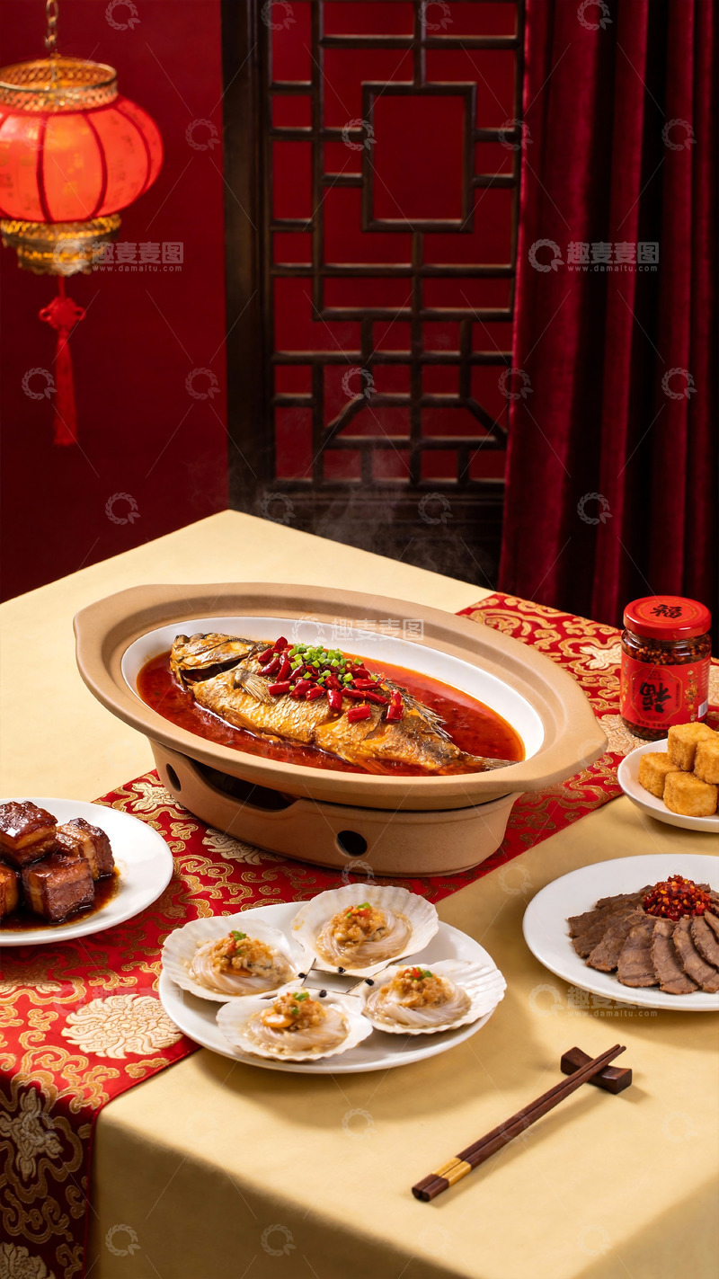 高清大图下载【趣麦麦图】中式年夜饭美食摄影