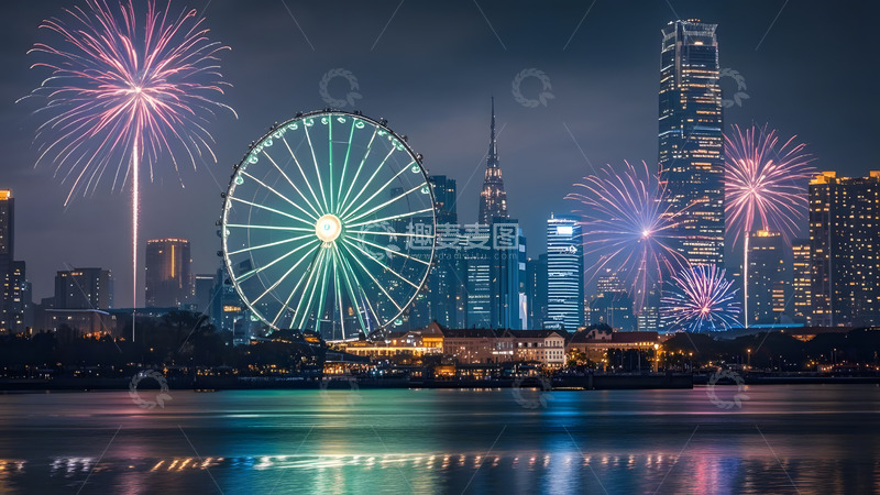 高清大图下载【趣麦麦图】烟花与夜空的辉煌