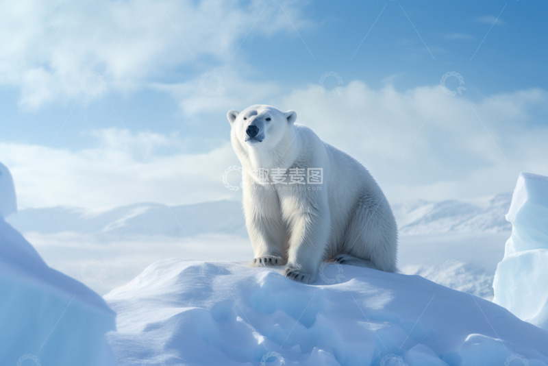 高清大图下载【趣麦麦图】冰山上的北极熊