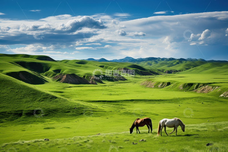 高清大图下载【趣麦麦图】草原上吃草的马匹