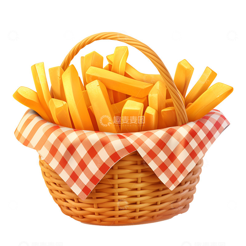 高清大图下载【趣麦麦图】卡通简约一篮子薯条