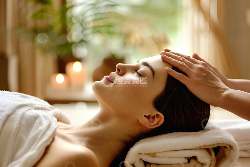 高清大图下载【趣麦麦图】做头部理疗的女士