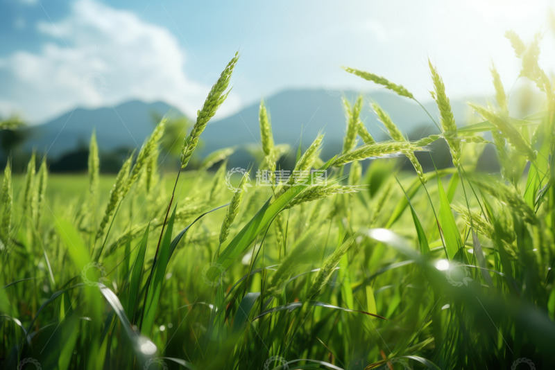 高清大图下载【趣麦麦图】青色的小麦田风景