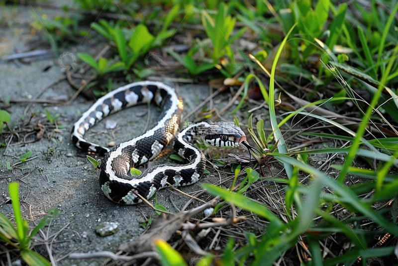高清大图下载【趣麦麦图】土地上的一条花蛇