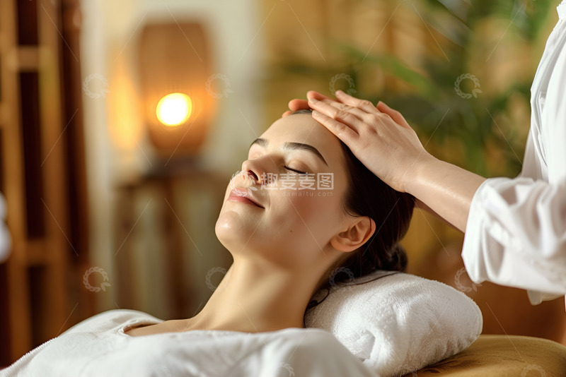 高清大图下载【趣麦麦图】女士做头部理疗