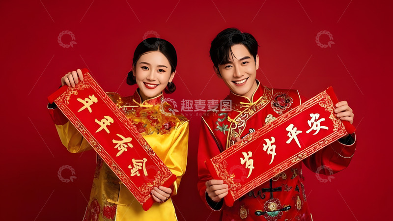 高清大图下载【趣麦麦图】春节人物与传统文化装饰