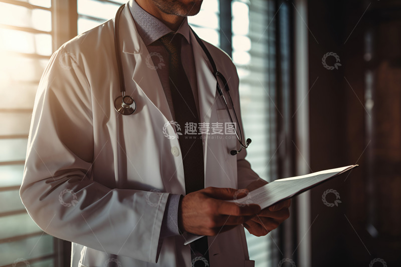 高清大图下载【趣麦麦图】办公室里拿着病例的医生