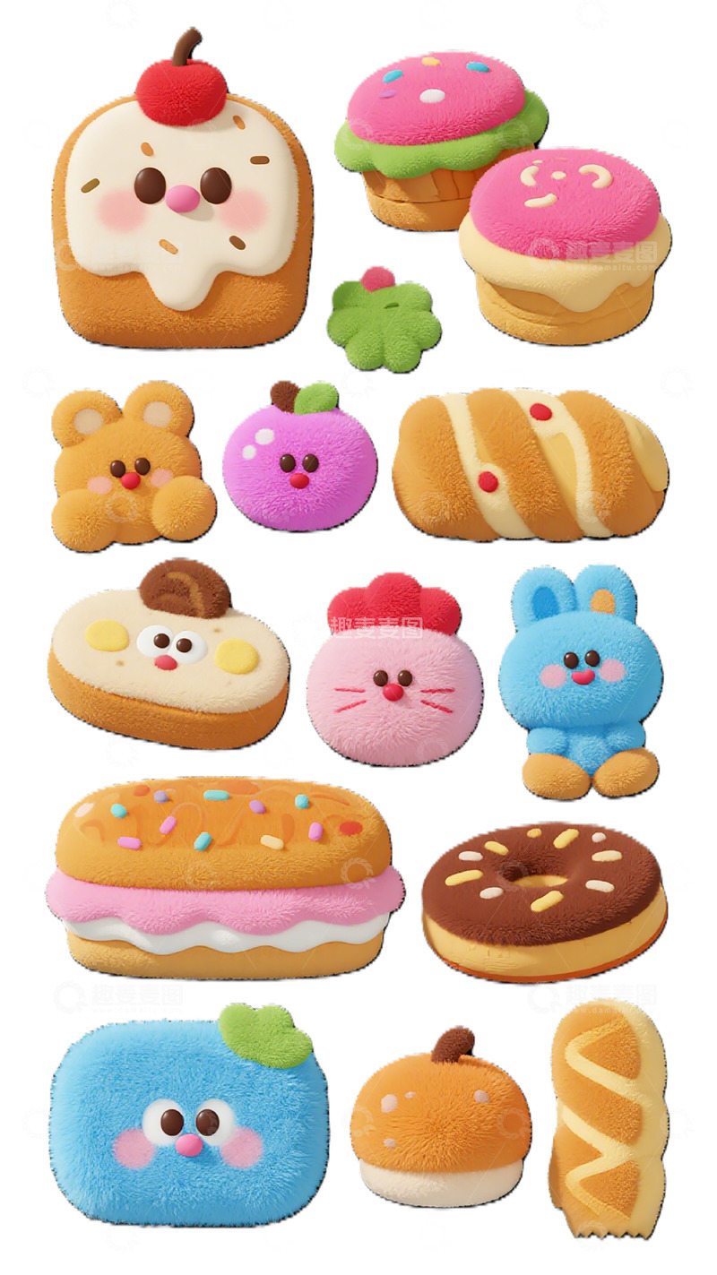 高清大图下载【趣麦麦图】可爱卡通甜点玩具