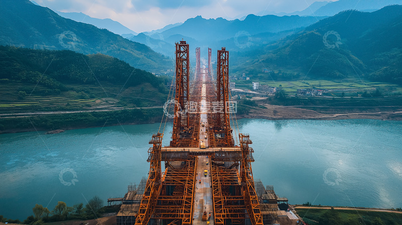 高清大图下载【趣麦麦图】跨河跨海桥梁建设