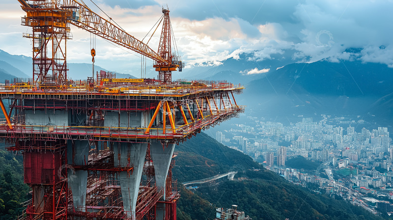 高清大图下载【趣麦麦图】桥梁建设跨河跨海工程