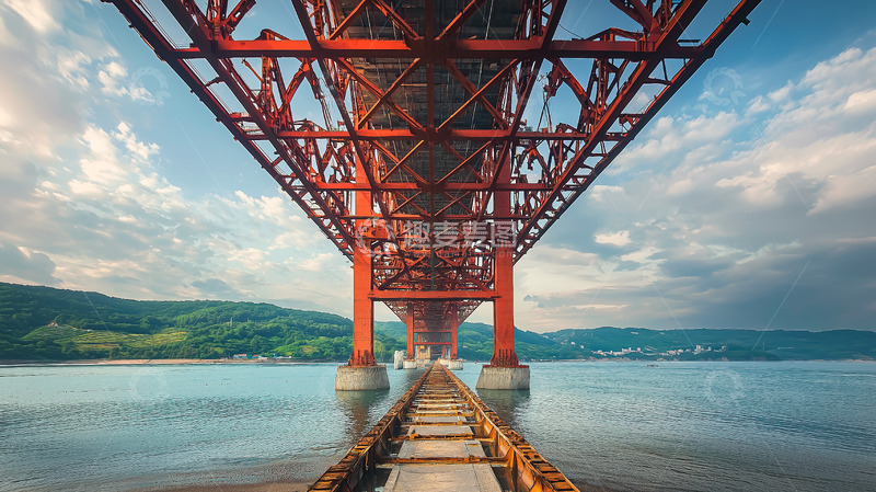 高清大图下载【趣麦麦图】跨河跨海桥梁修建建设