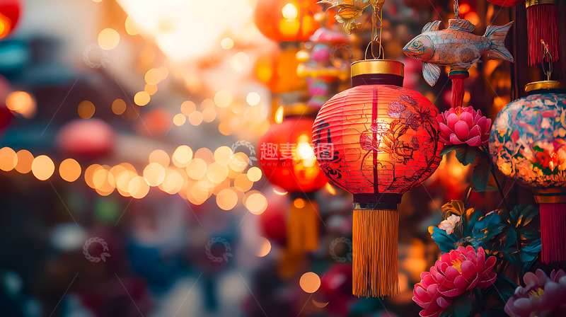 高清大图下载【趣麦麦图】喜庆灯笼装饰春节