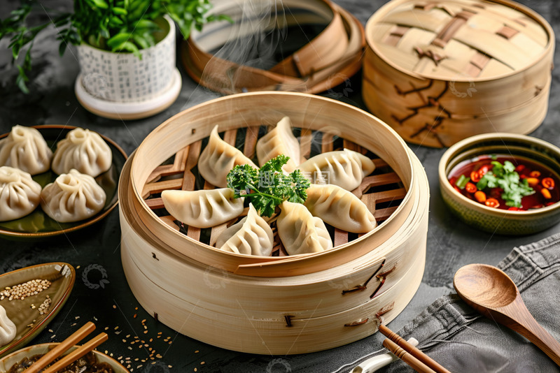 高清大图下载【趣麦麦图】美味的蒸饺美食