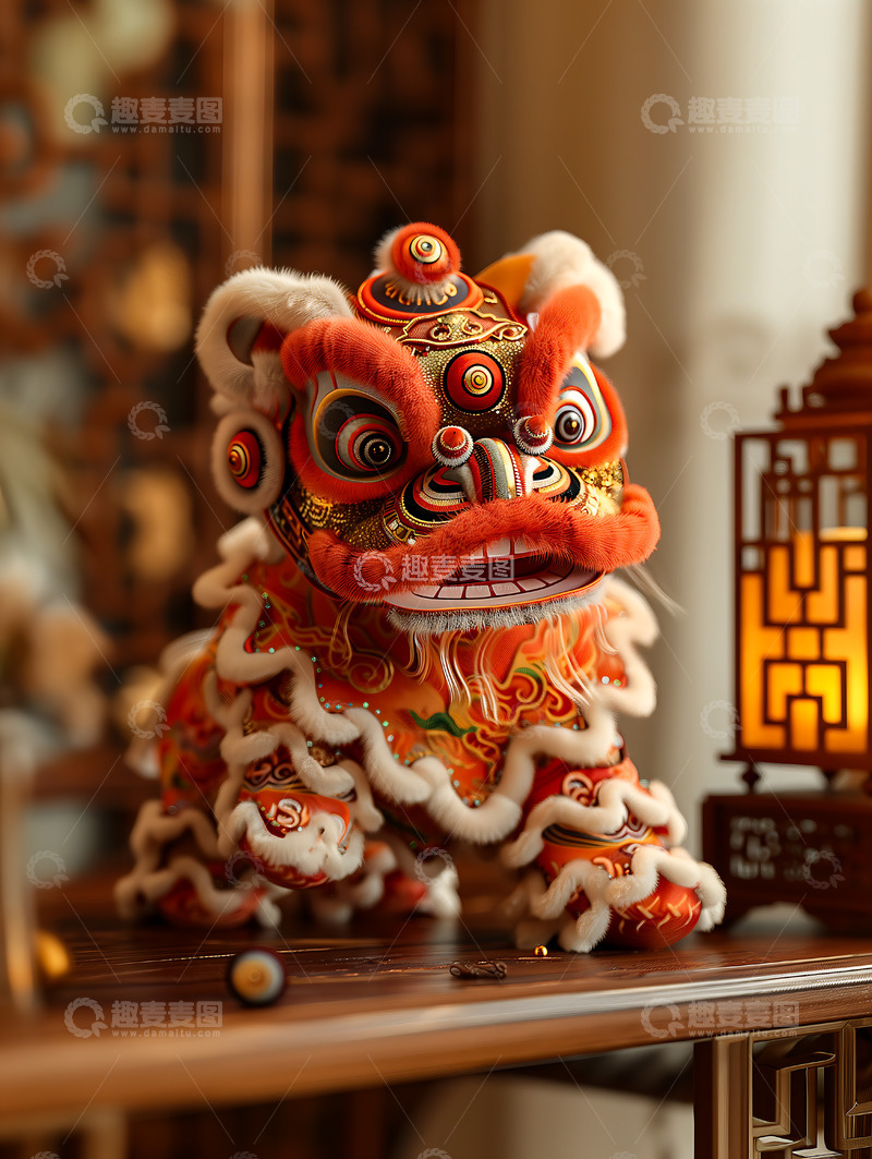 高清大图下载【趣麦麦图】春节舞狮玩偶新春