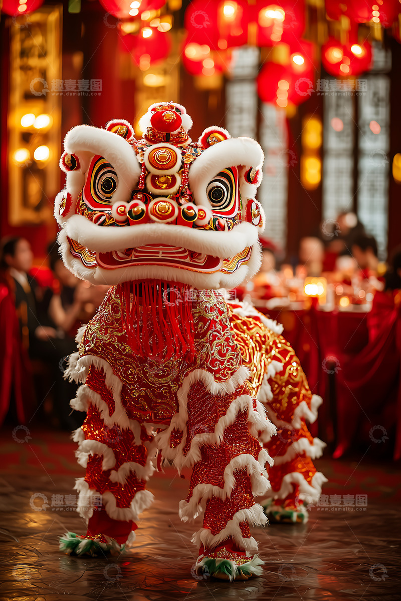高清大图下载【趣麦麦图】节日春节醒狮舞狮