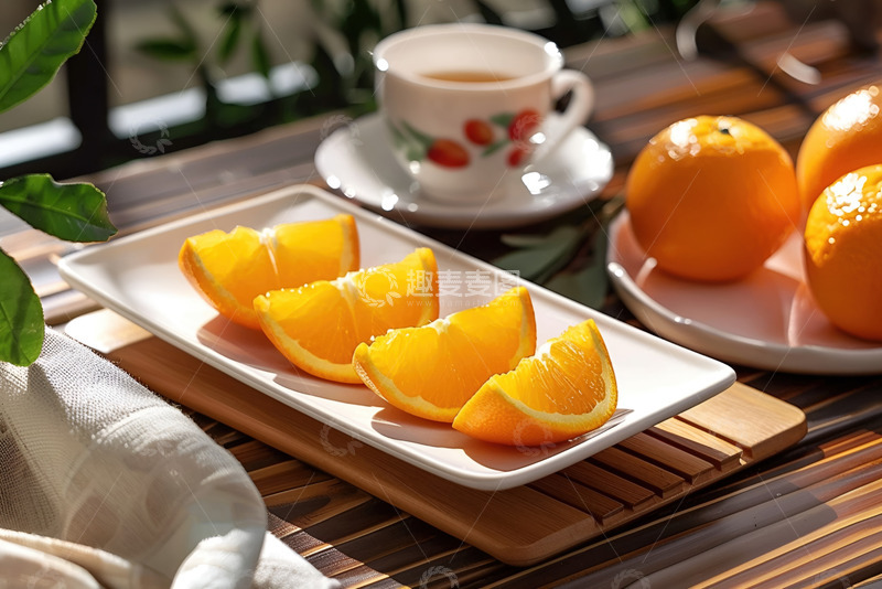 高清大图下载【趣麦麦图】一盘切块的橙子
