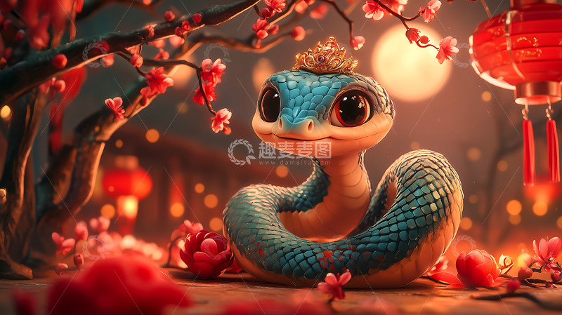 高清大图下载【趣麦麦图】生肖形象春节蛇年