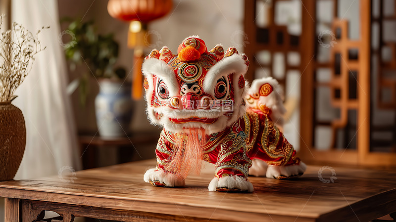 高清大图下载【趣麦麦图】春节新春舞狮玩偶