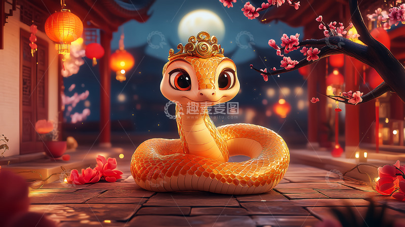 高清大图下载【趣麦麦图】春节生肖蛇年形象