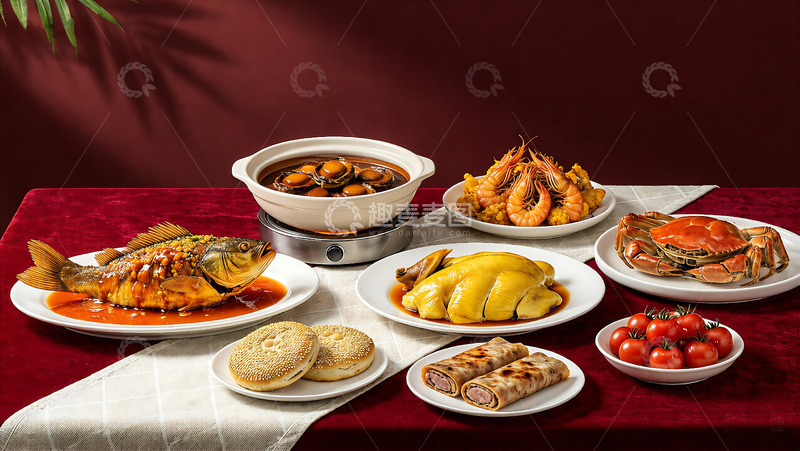 高清大图下载【趣麦麦图】丰盛中式美食盛宴