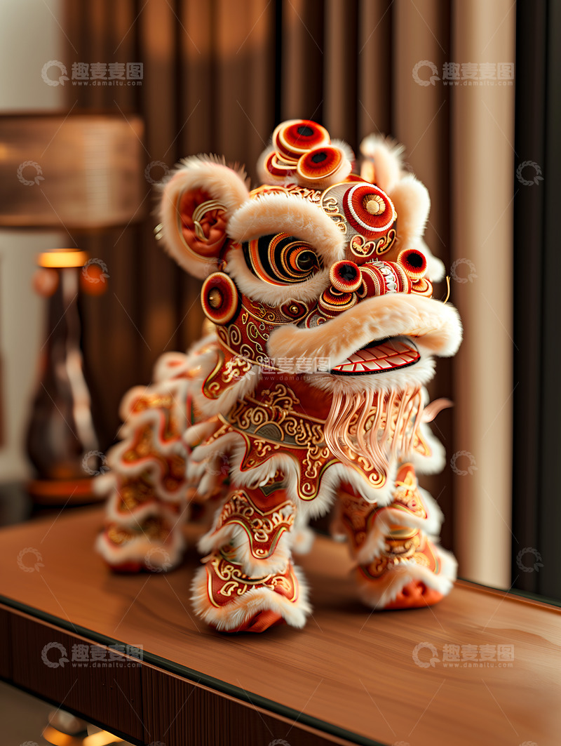 高清大图下载【趣麦麦图】新春舞狮玩偶春节