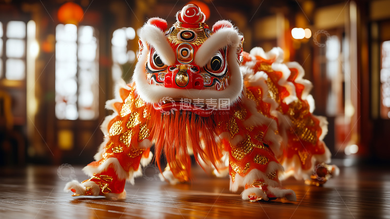 高清大图下载【趣麦麦图】舞狮醒狮节日春节