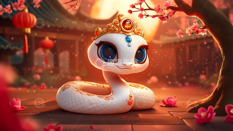 高清大图下载【趣麦麦图】喜庆春节生肖蛇年