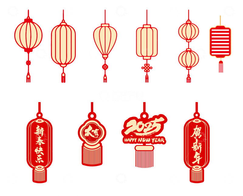 源文件下载【趣麦麦图】2025蛇年灯笼