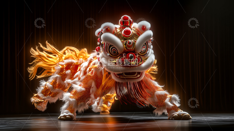 高清大图下载【趣麦麦图】节日舞狮新春醒狮
