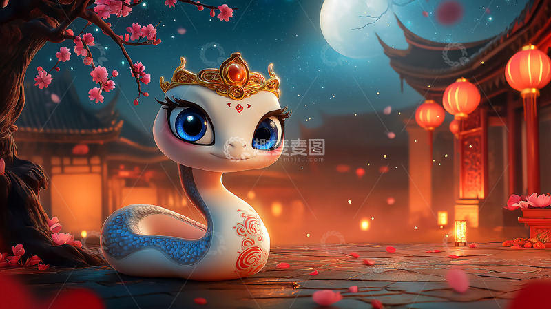 高清大图下载【趣麦麦图】蛇年形象春节生肖