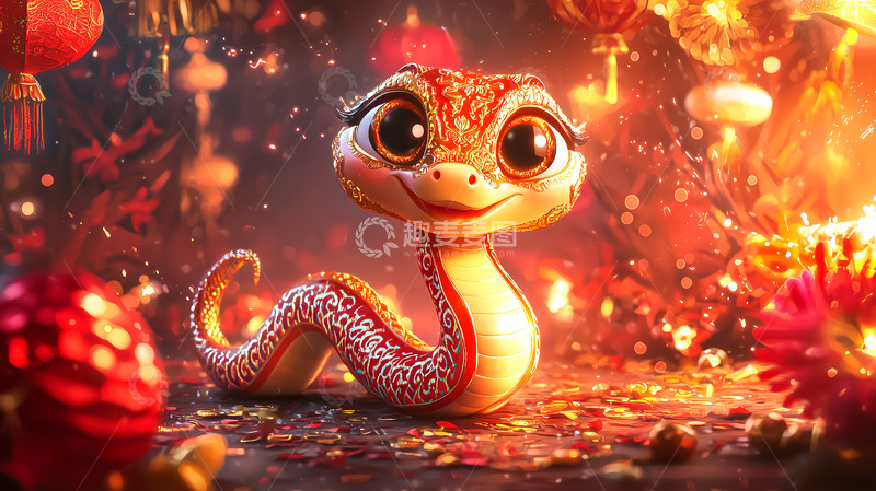 高清大图下载【趣麦麦图】春节生肖喜庆蛇年
