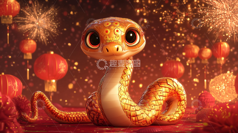 高清大图下载【趣麦麦图】生肖蛇年形象春节