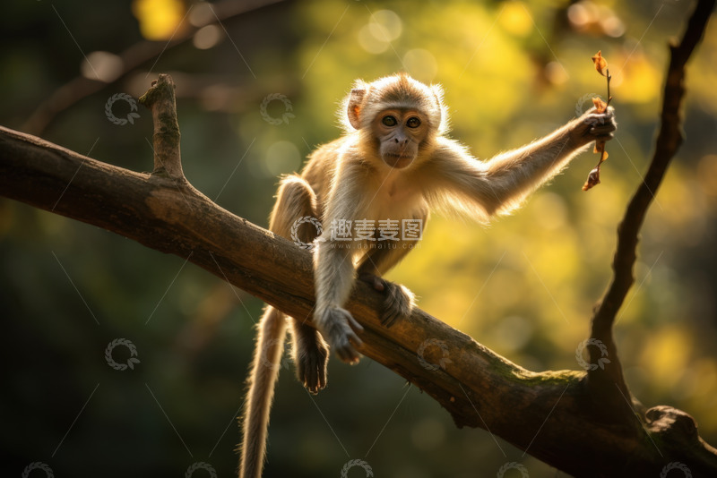 高清大图下载【趣麦麦图】站在树枝上的一只猴子