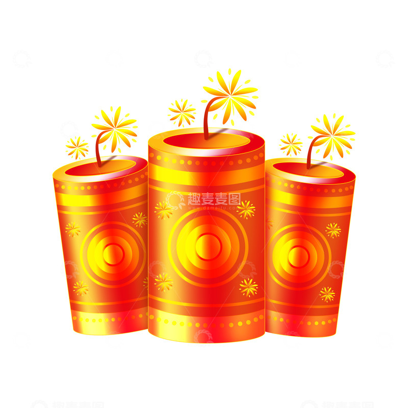 源文件下载【趣麦麦图】-鞭炮新年除夕装饰元素