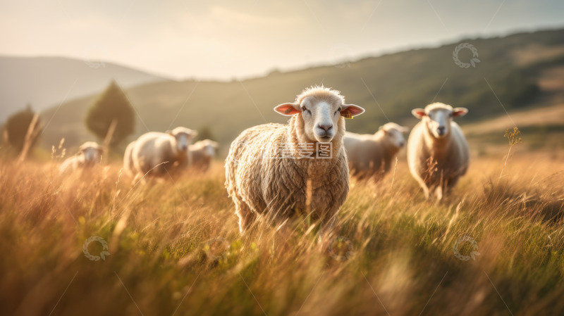 高清大图下载【趣麦麦图】草丛里的绵羊