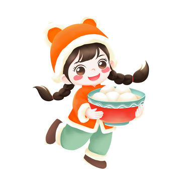 元宵节抱着元宵可爱女孩