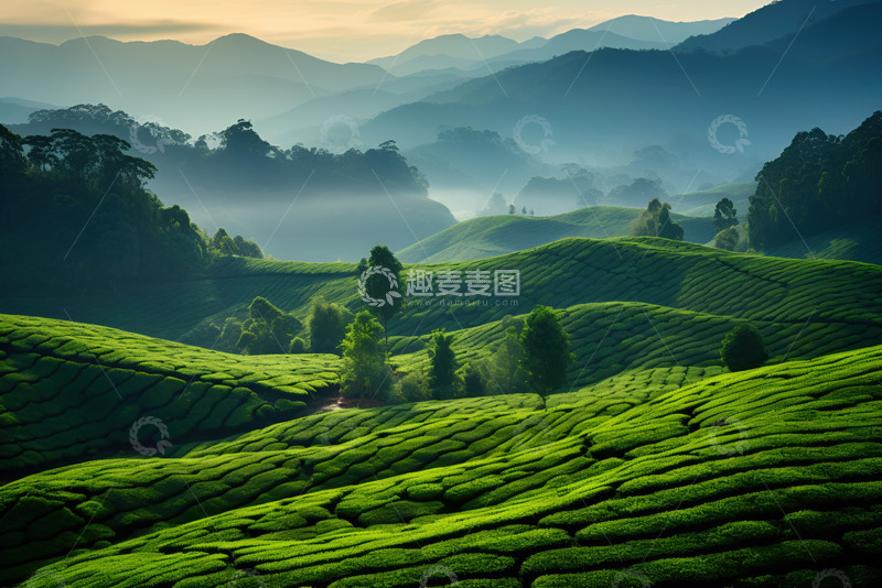 高清大图下载【趣麦麦图】绵延不断地茶田