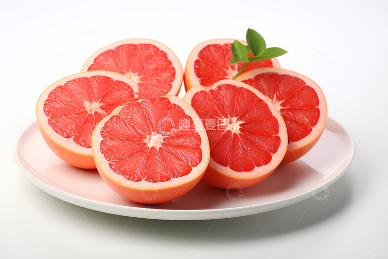 高清大图下载【趣麦麦图】一盘切开的红心柚子