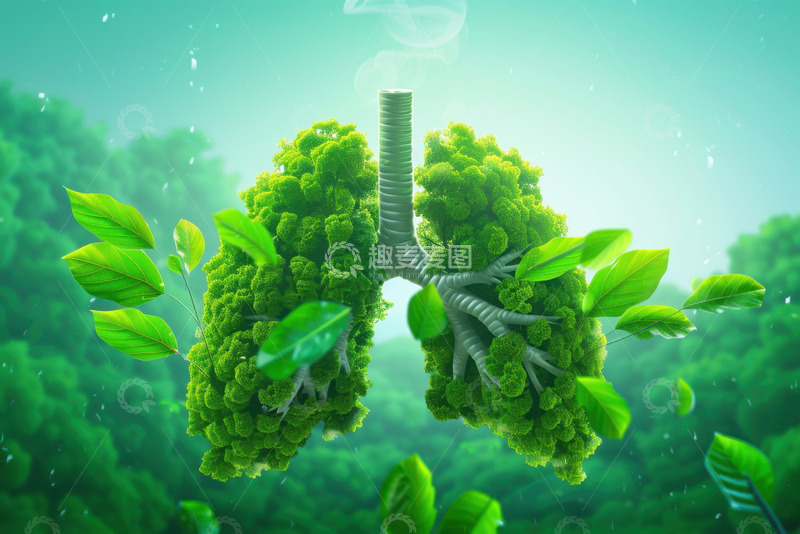 高清大图下载【趣麦麦图】绿叶组成的肺部