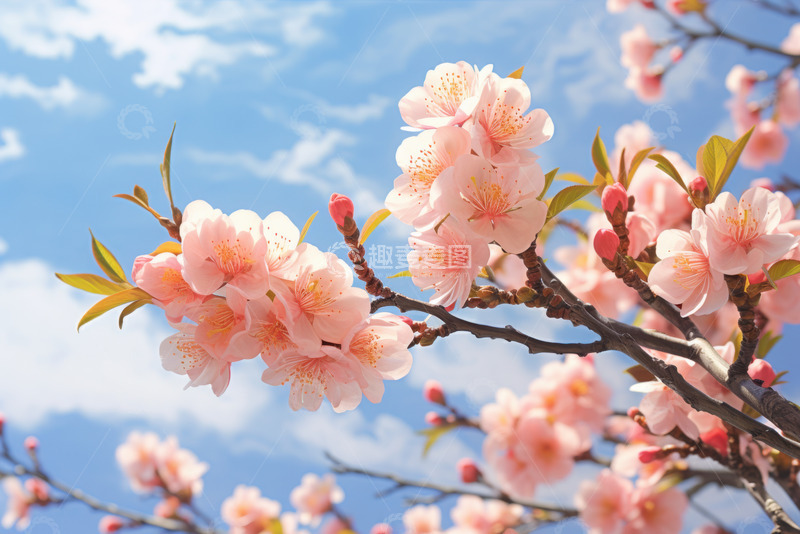 高清大图下载【趣麦麦图】春天盛开的桃花枝